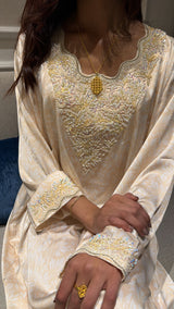 Embroidered Makhaweer Ivory Beaded – Italian Silk