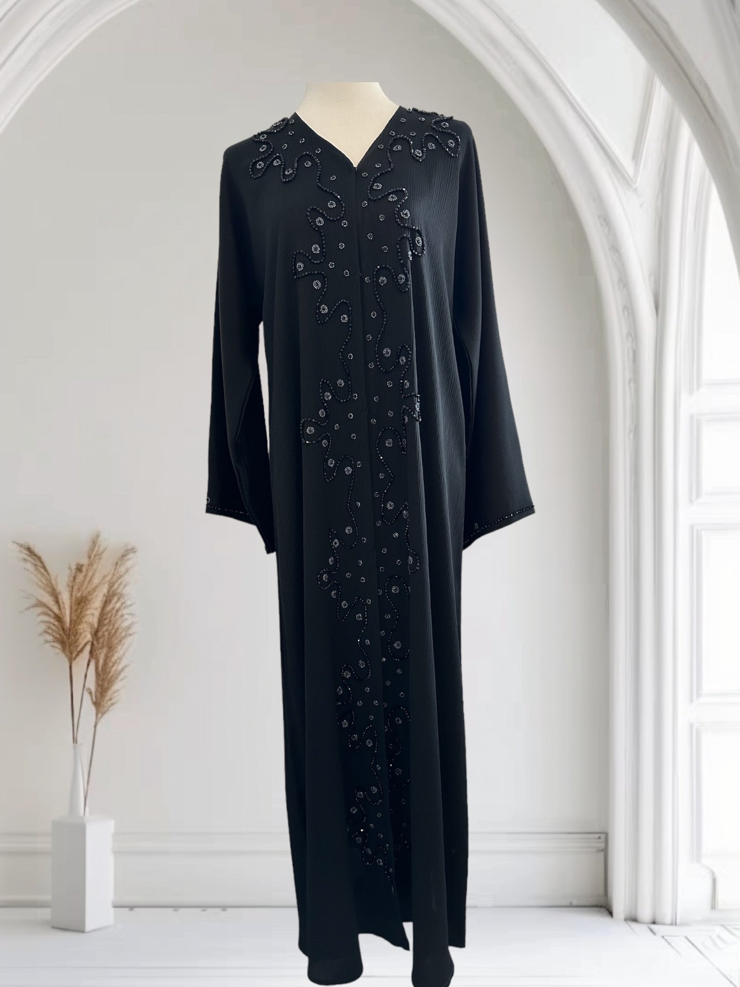 Abaya Dubai à Strass Noire