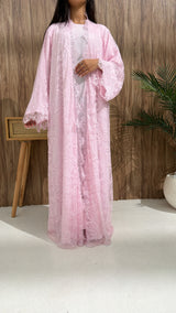 Reema Pastel Pink 3-Piece Kimono – Premium Korean Nidah
