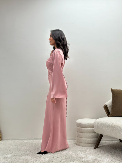 Robe rose en satin enaya