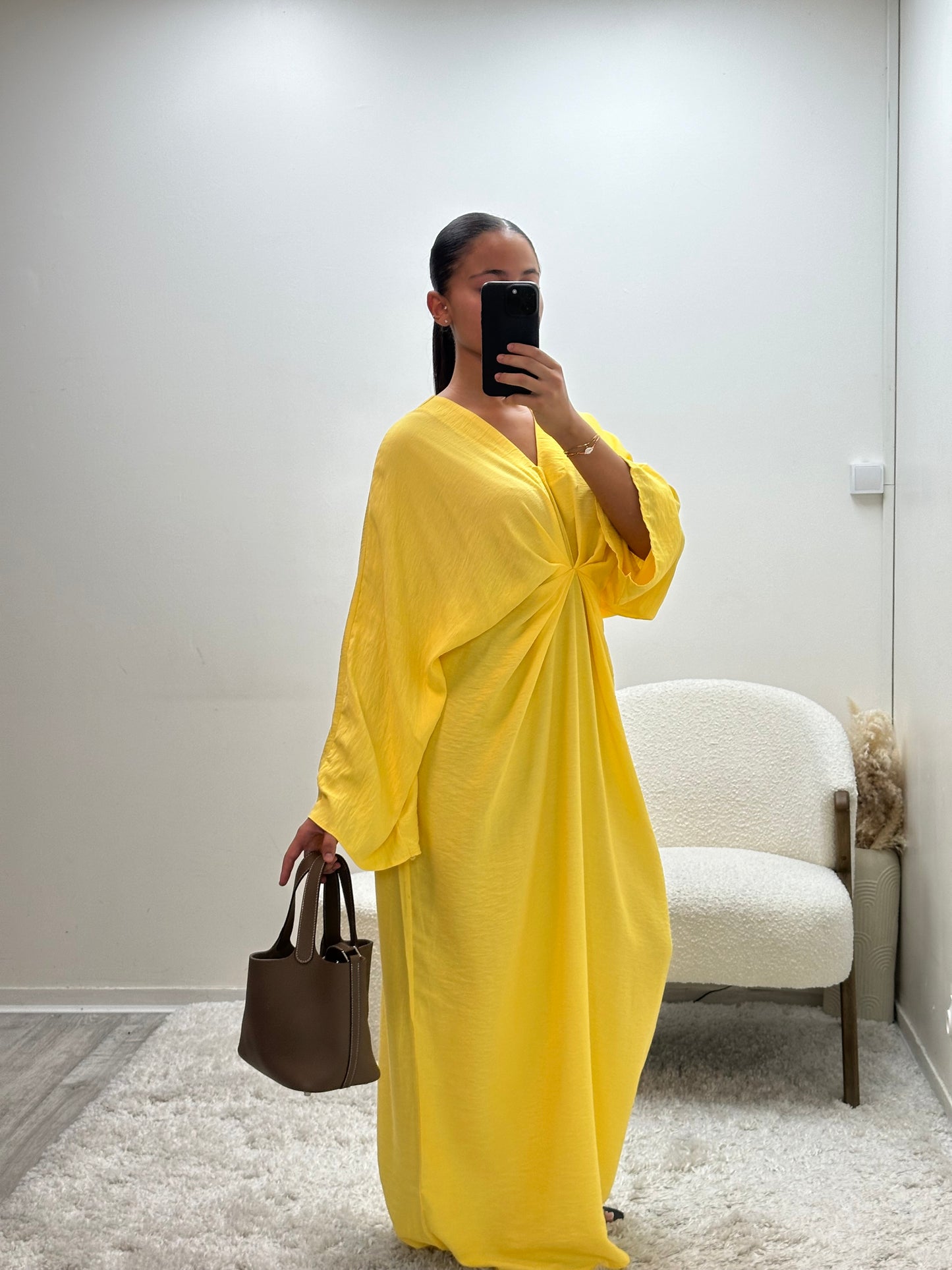 Robe Froncée Jaune Nava