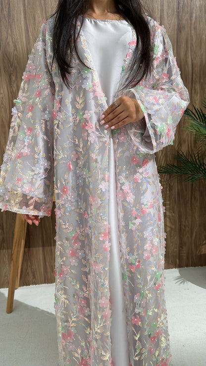 Kimono en organza fleuri Chadou