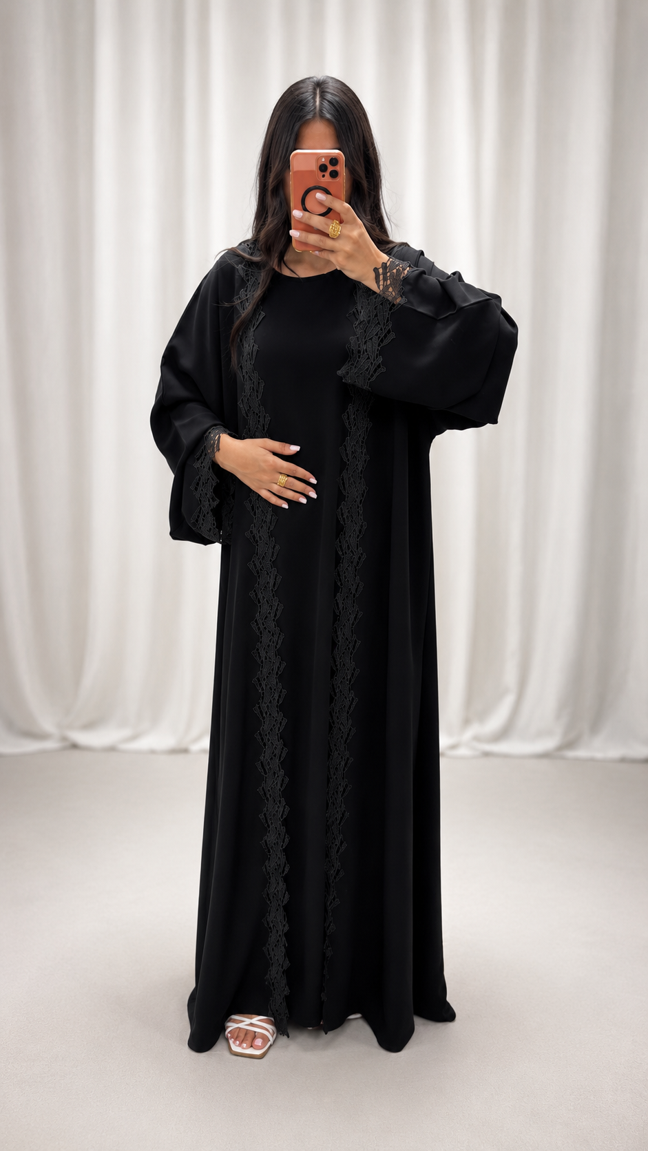 Kimono Aljada 3 Pièces Noir Nidah Coréen Premium