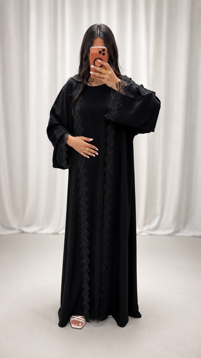 Kimono Aljada 3 Pièces Noir Nidah Coréen Premium