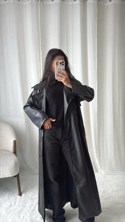 Trench Long Simili Cuir Oversize Selna MissChadou