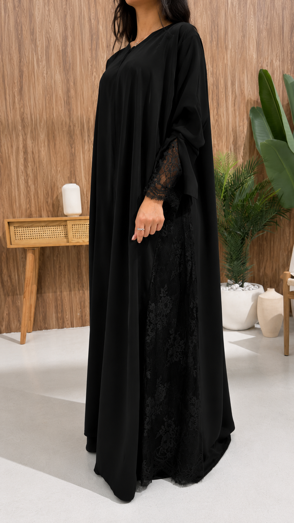 Kimono modest fashion noir mariage cérémonie – Miss Chadou Dubai