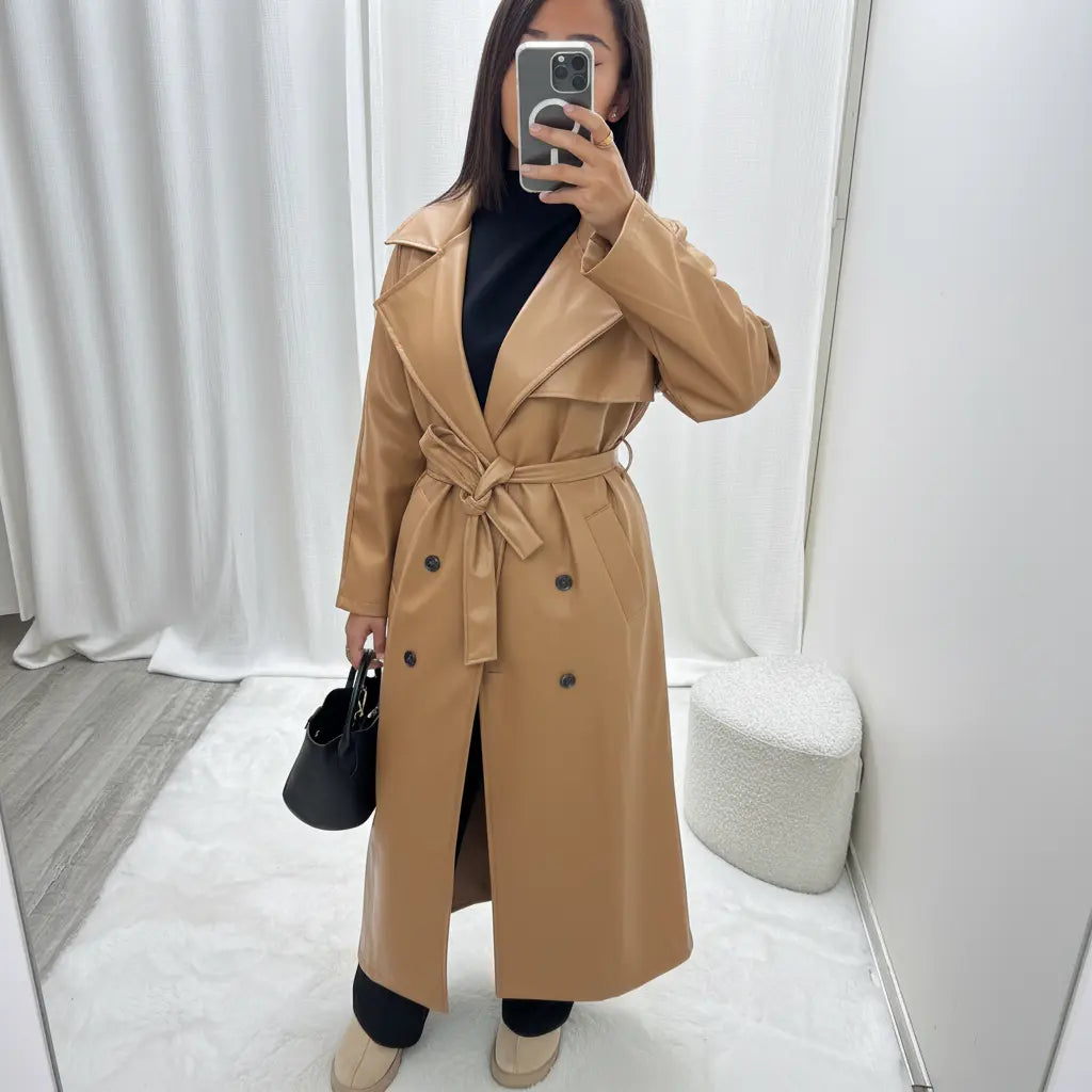 Trench Long Simili Cuir Oversize Selna MissChadou
