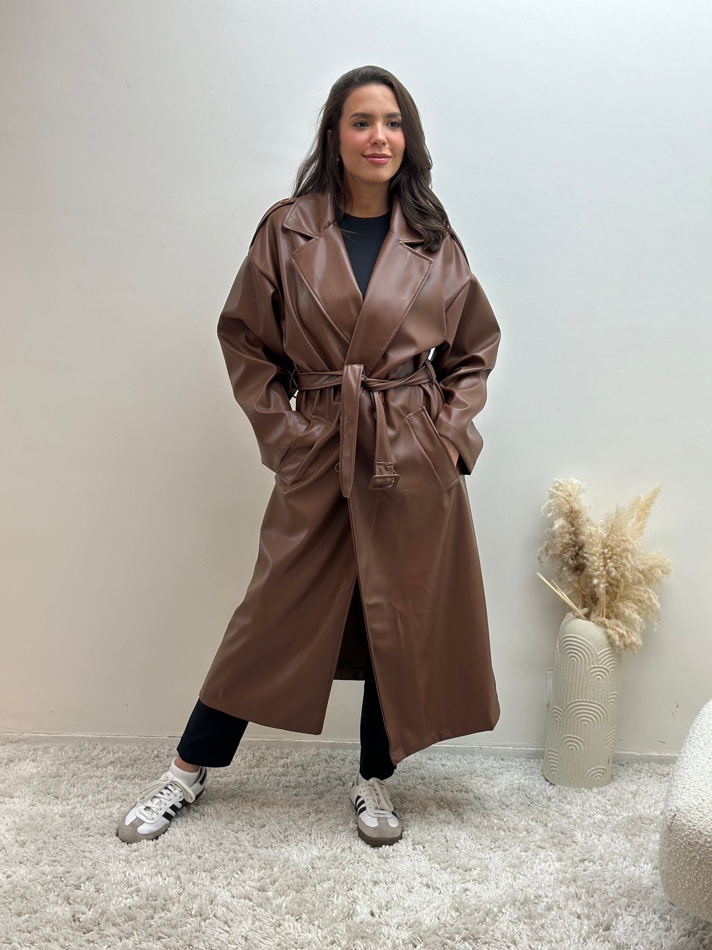 Trench Bella Long Simili Cuir Oversize