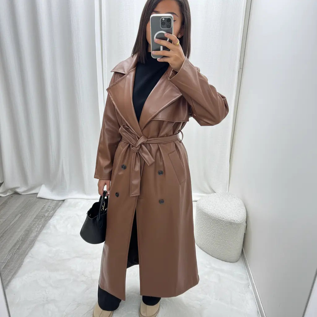 Trench Long Simili Cuir Oversize Selna MissChadou