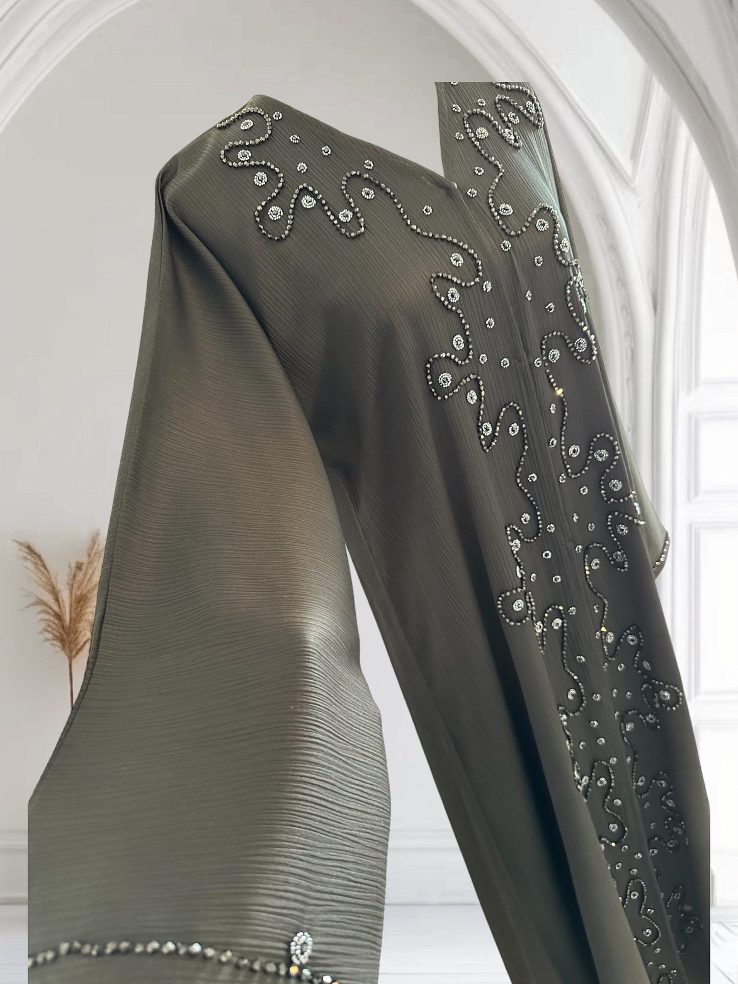 Abaya Dubai à Strass Noire