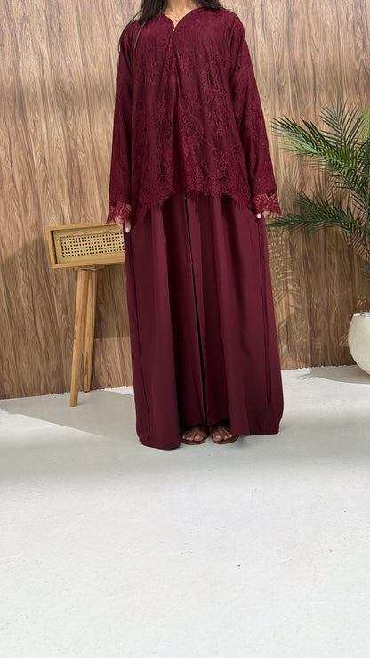 Abaya Moza Bordeaux – Nidah Coréen Premium