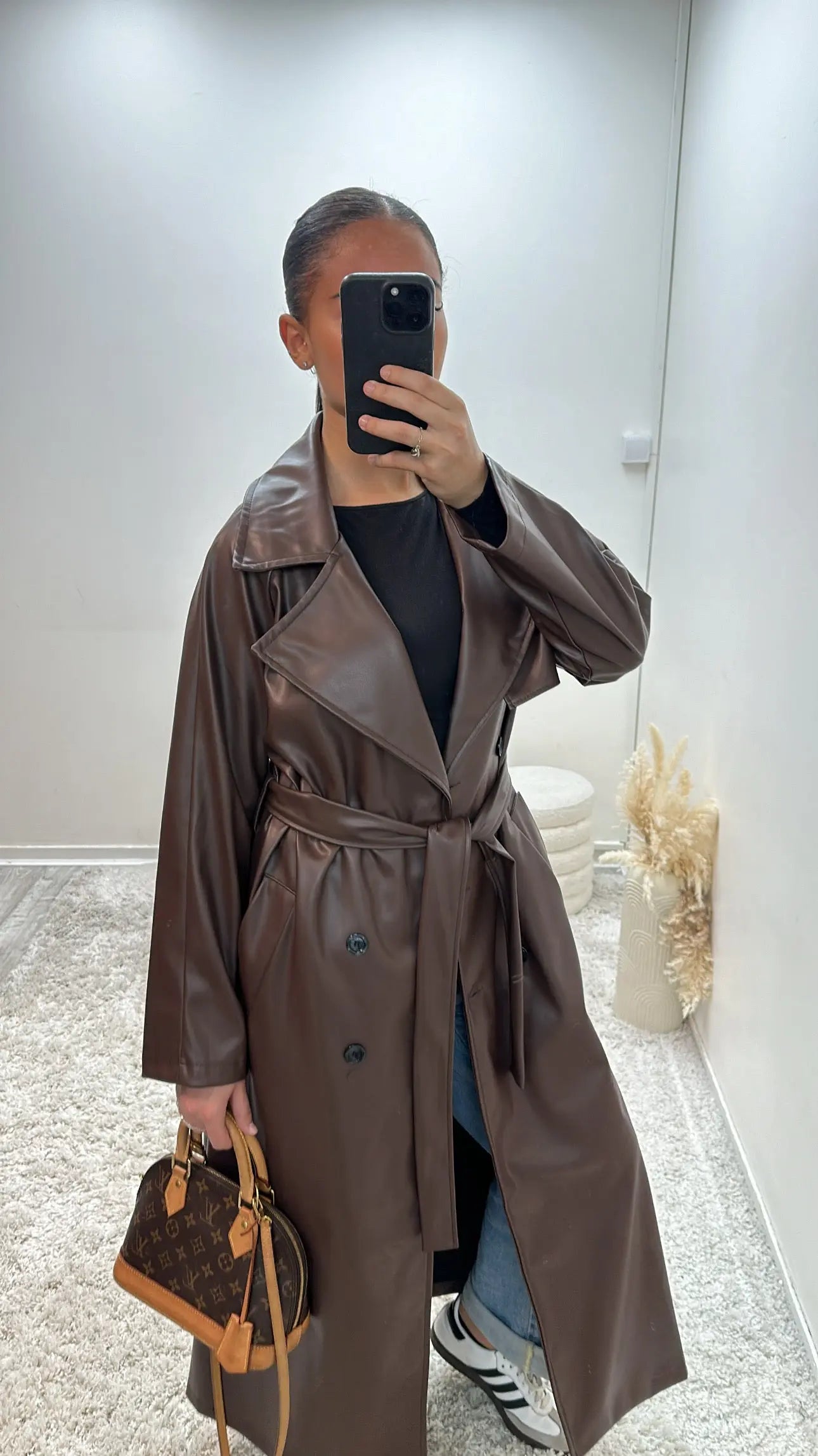 Trench Long Simili Cuir Oversize Selna