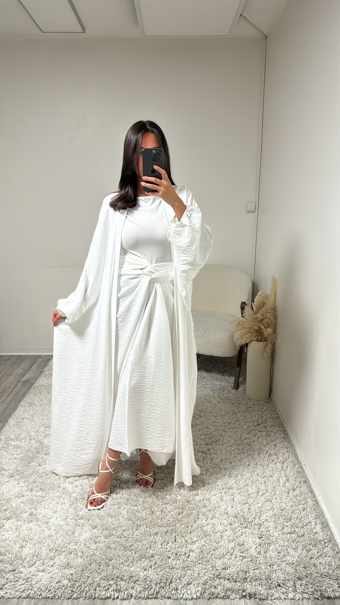 Ensemble 2 Pièces Kimono et Jupe à Nouer Blanc Kim