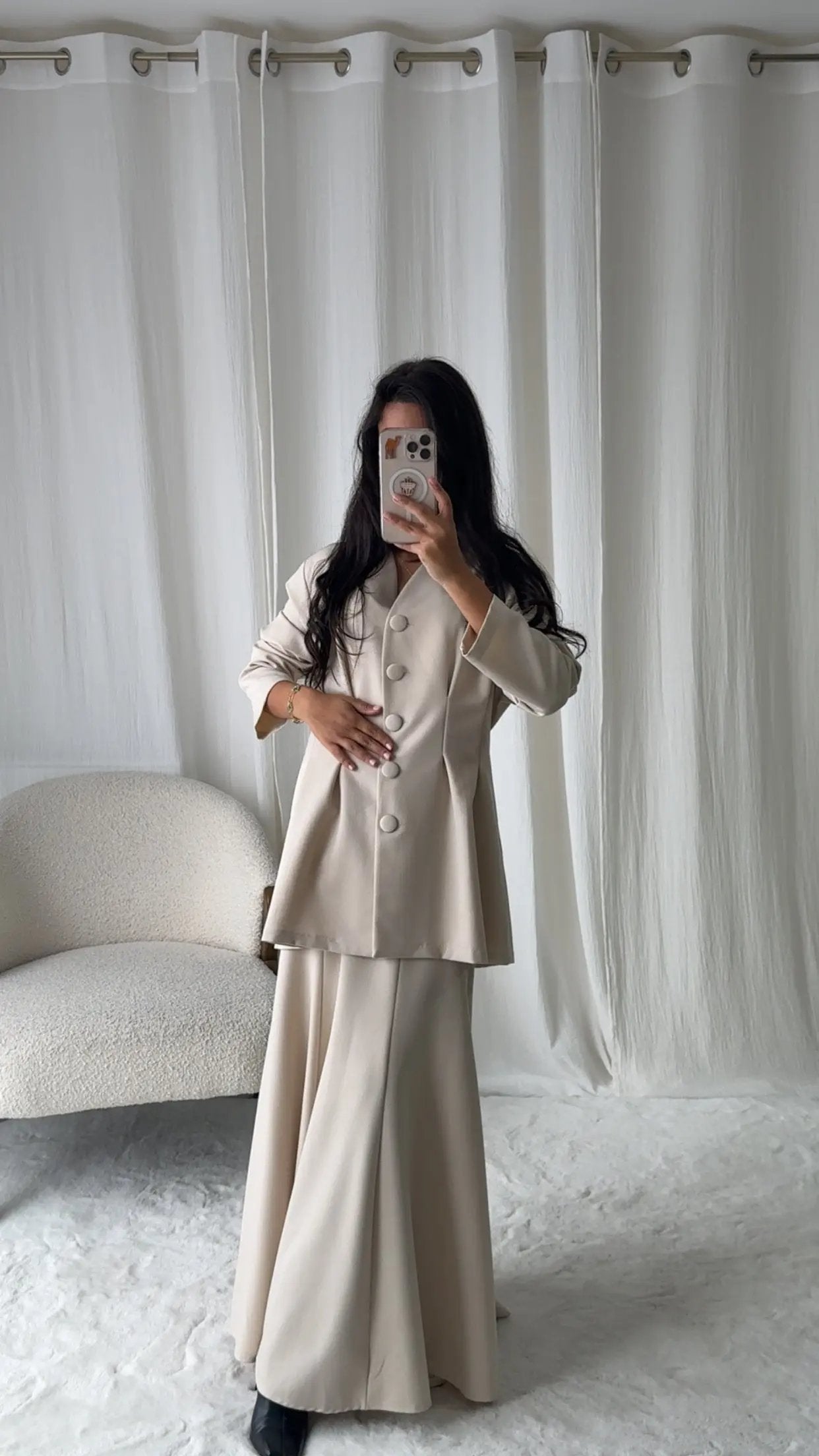 Ensemble Jupe Veste – Écru Élégance MissChadou