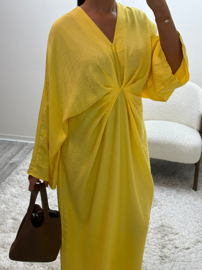 Robe Froncée Jaune Nava