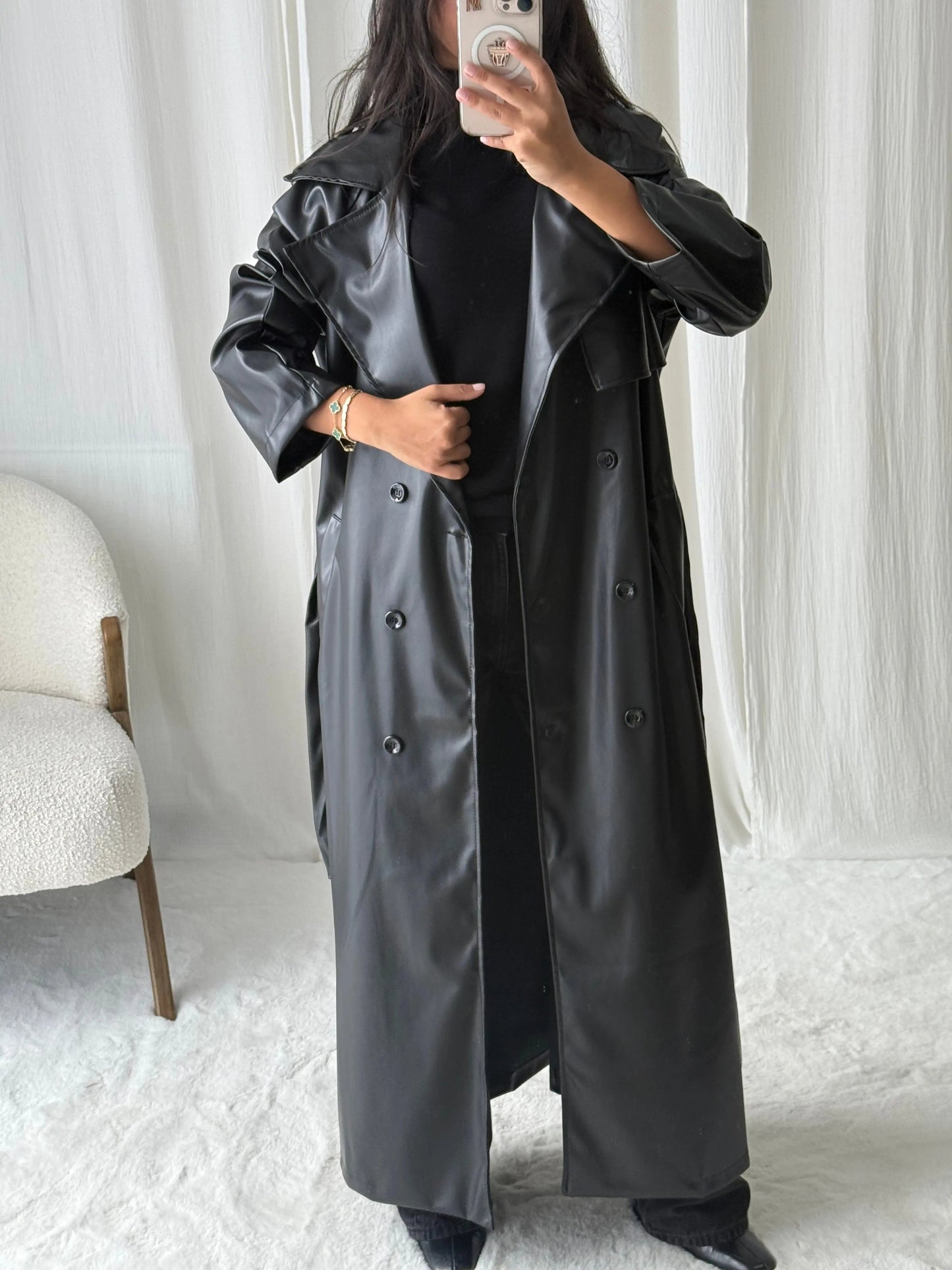 Trench Long Simili Cuir Oversize Selna MissChadou