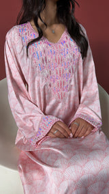 Embroidered Powder Pink Makhaweer – Italian Silk