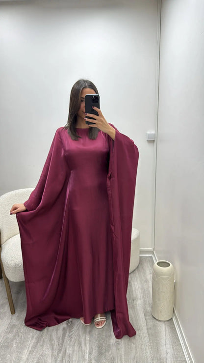 Abaya bordeaux à manches papillons stella Miss Chadou