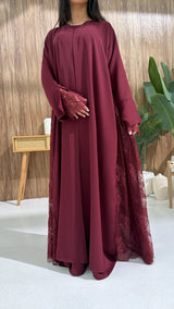 Lulwa Kimono Bordeaux, 3-teiliges Set – Premium Nidah aus Korea