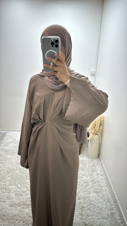 Robe Froncée Taupe Nava