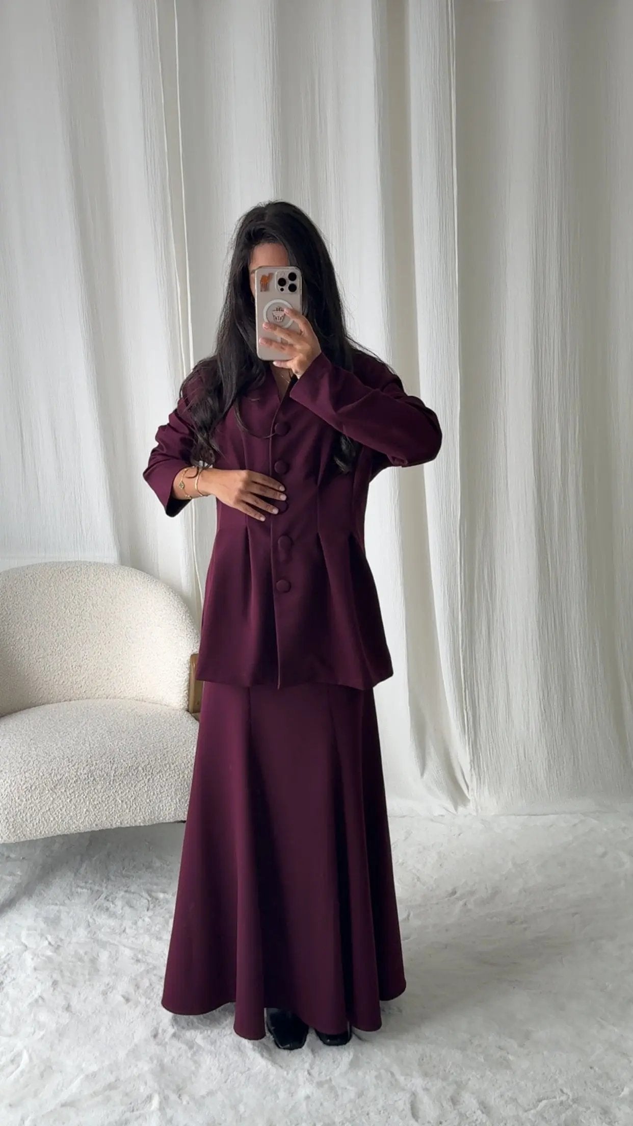 Ensemble Jupe Veste – Bordeaux Élégance MissChadou