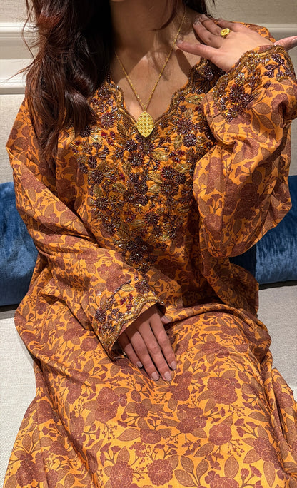 Makhaweer Brodé Rouille Fleuri – Coton