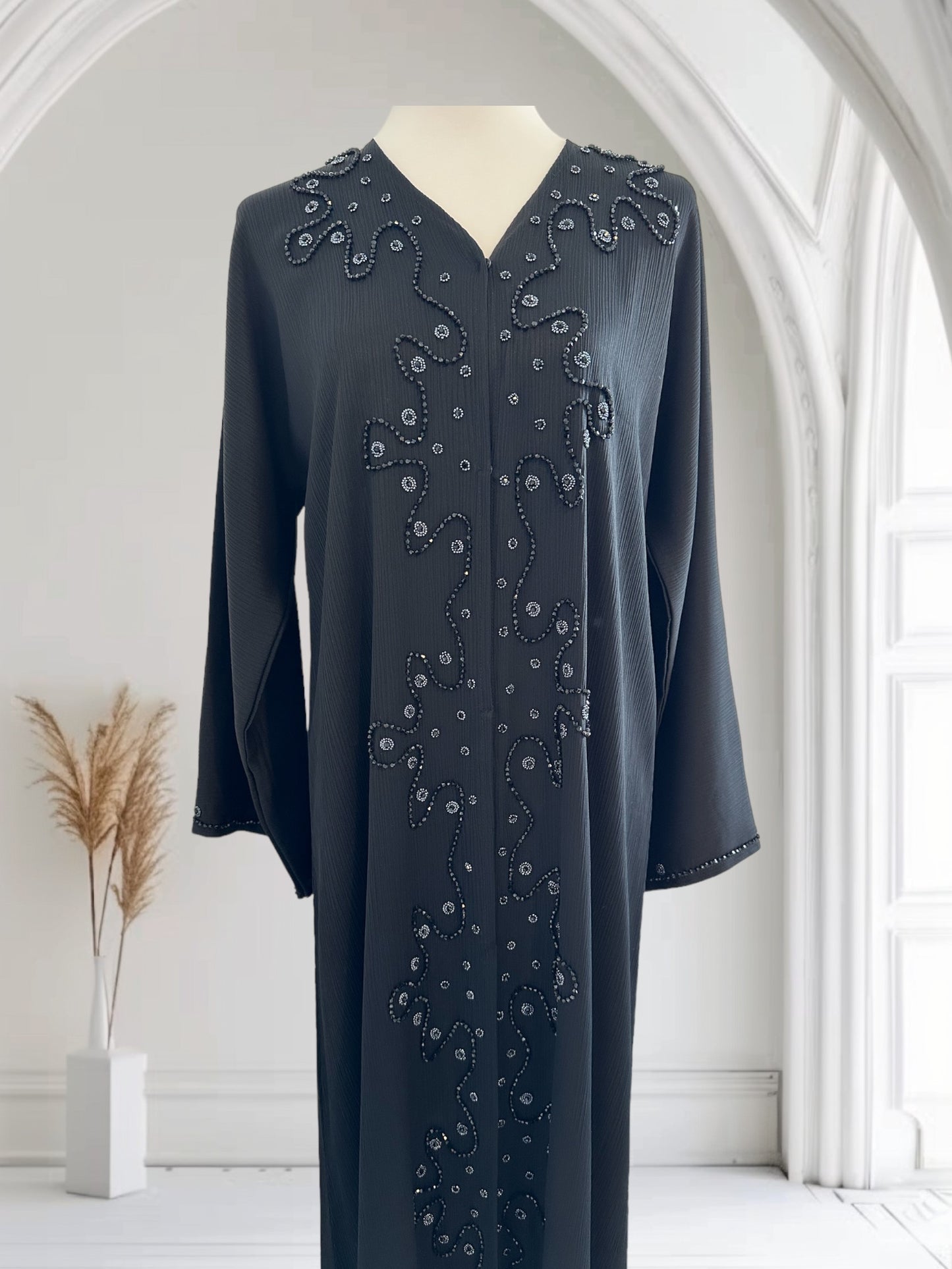 Abaya Dubai à Strass Noire