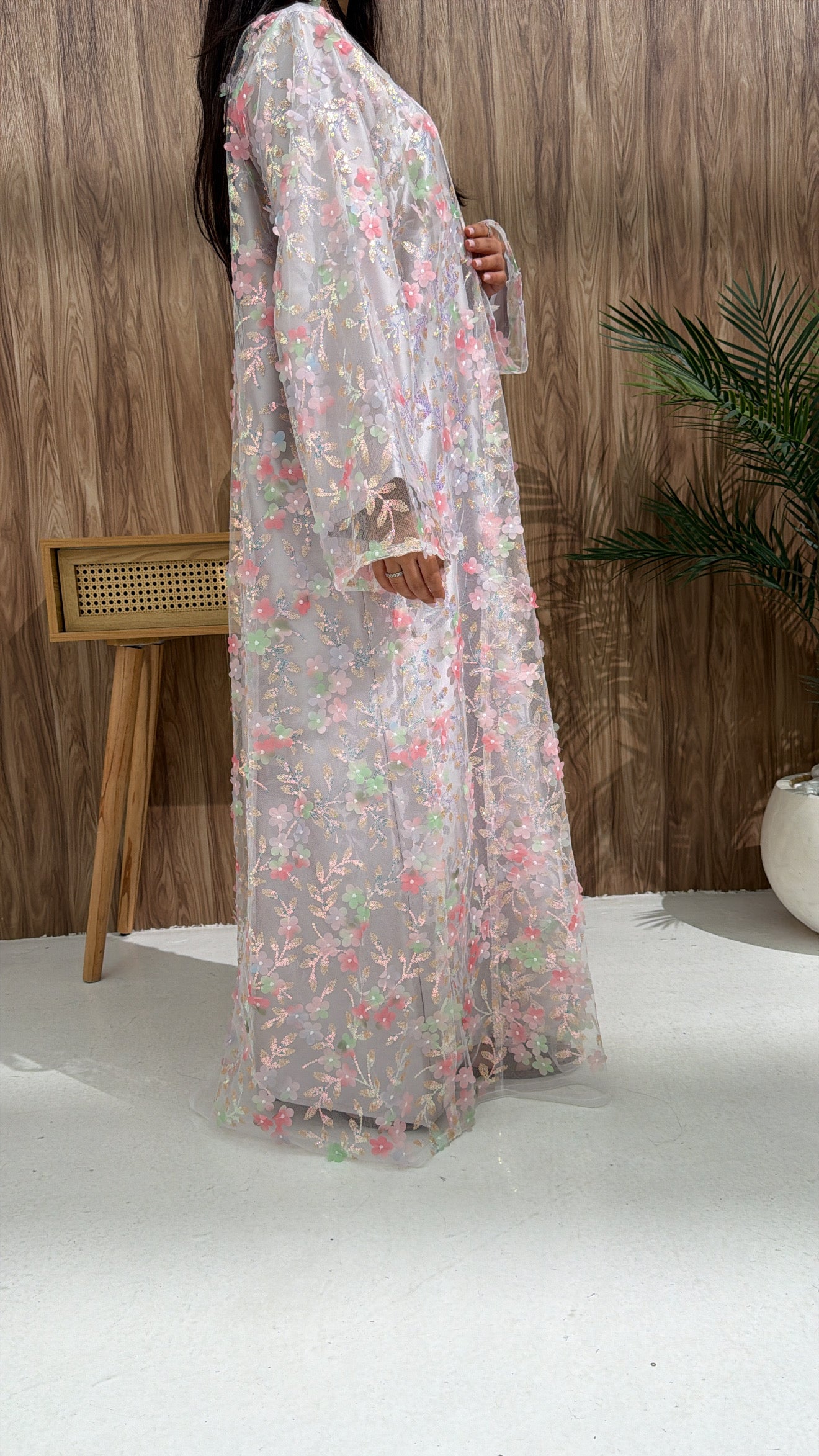 Kimono en organza fleuri Chadou