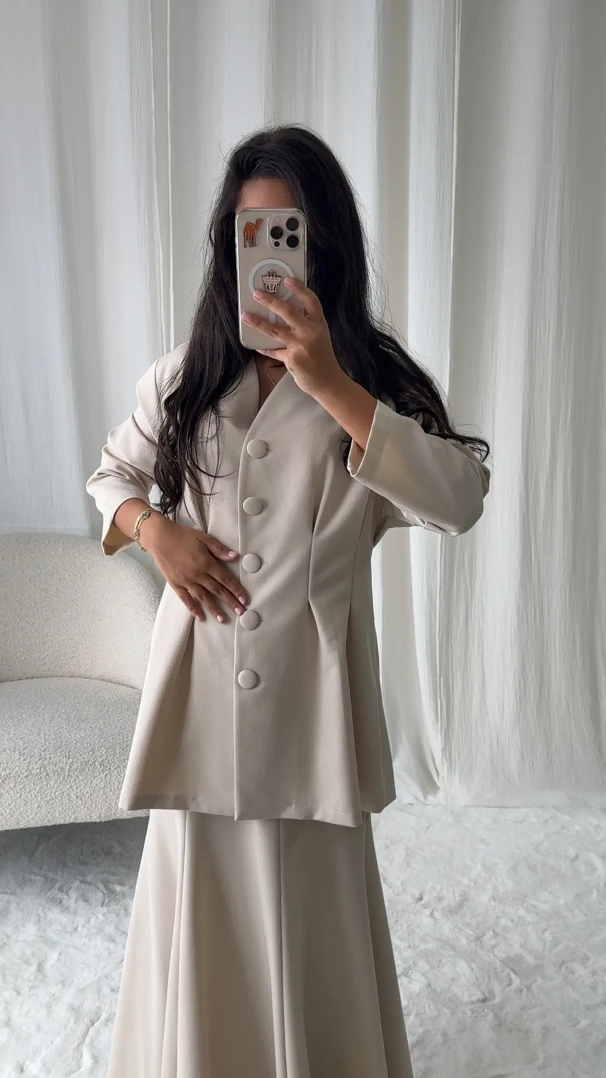 Ensemble Jupe Veste – Écru Élégance MissChadou