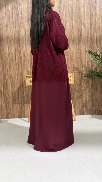 Abaya Moza Bordeaux – Nidah Coréen Premium
