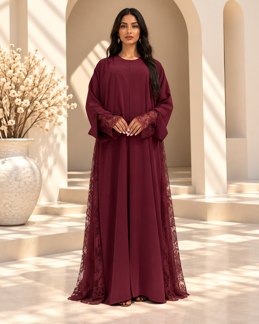 Lulwa Kimono Bordeaux, 3-teiliges Set – Premium Nidah aus Korea