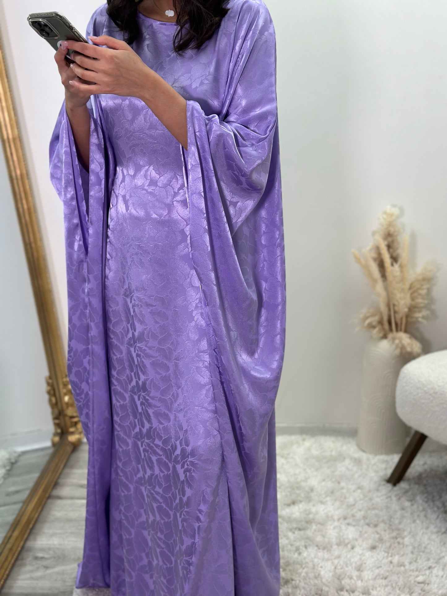 Abaya lilas à manches chauves-souris racha