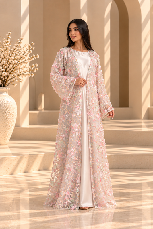 Kimono Chadou Rosa 3-teiliges Set – Premium-Organza