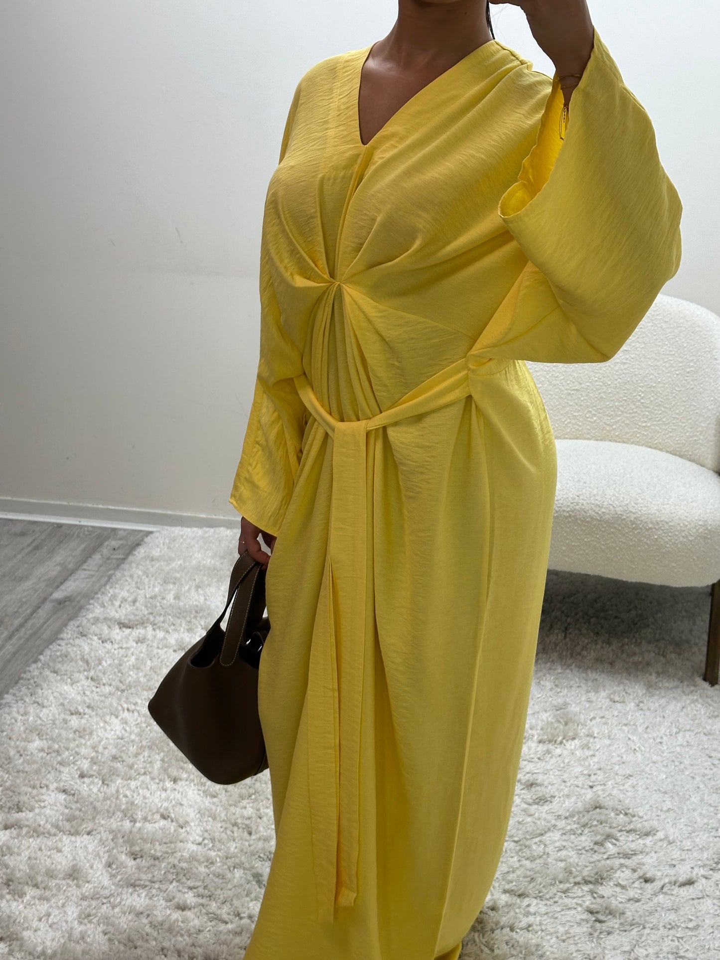 Robe Froncée Jaune Nava