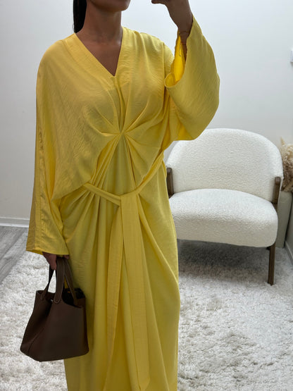 Robe Froncée Jaune Nava