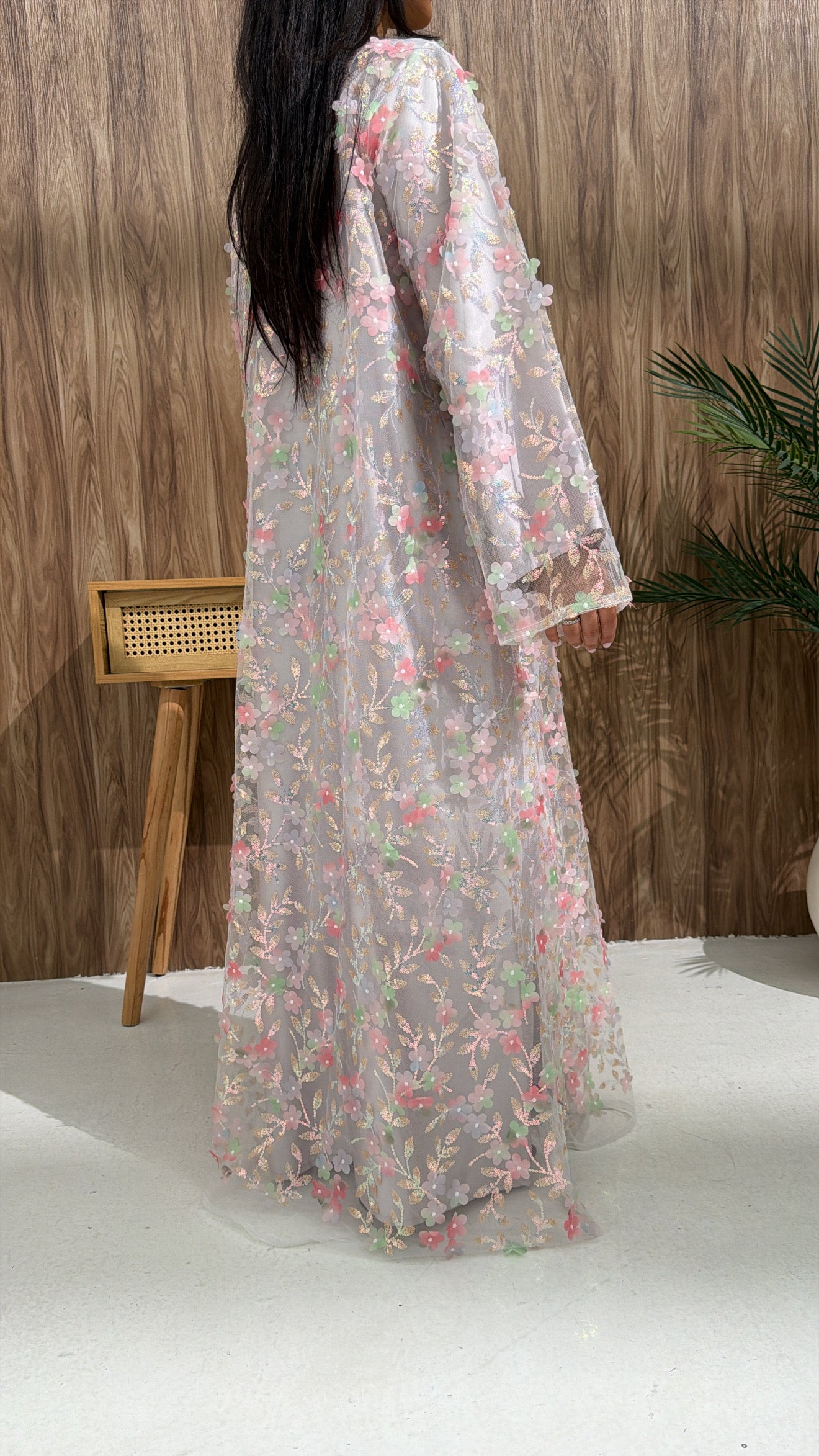 Kimono en organza fleuri Chadou