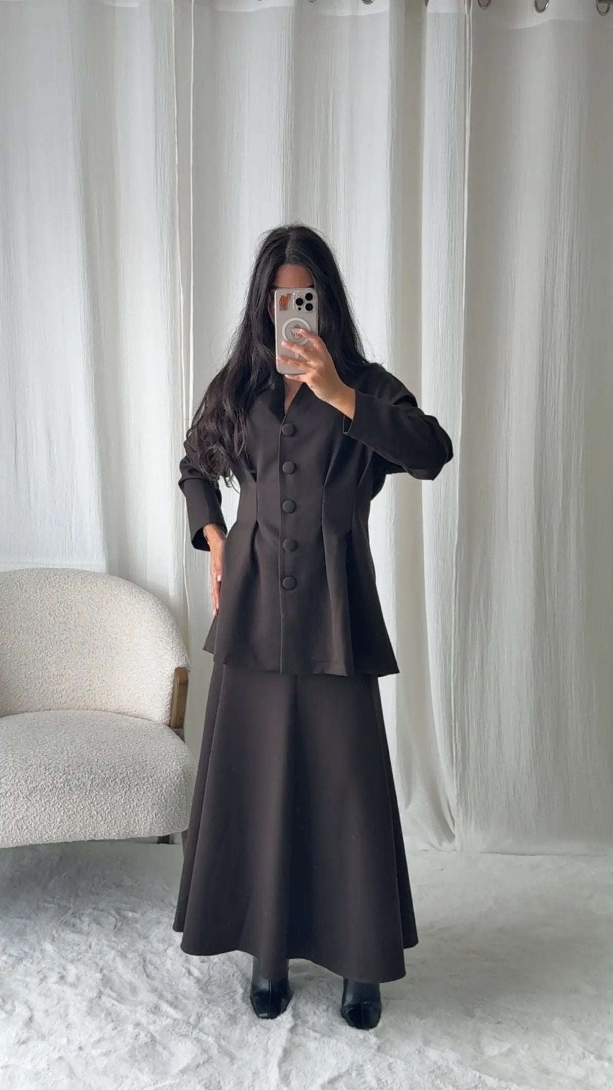 Ensemble Jupe Veste – Chocolat Élégance MissChadou