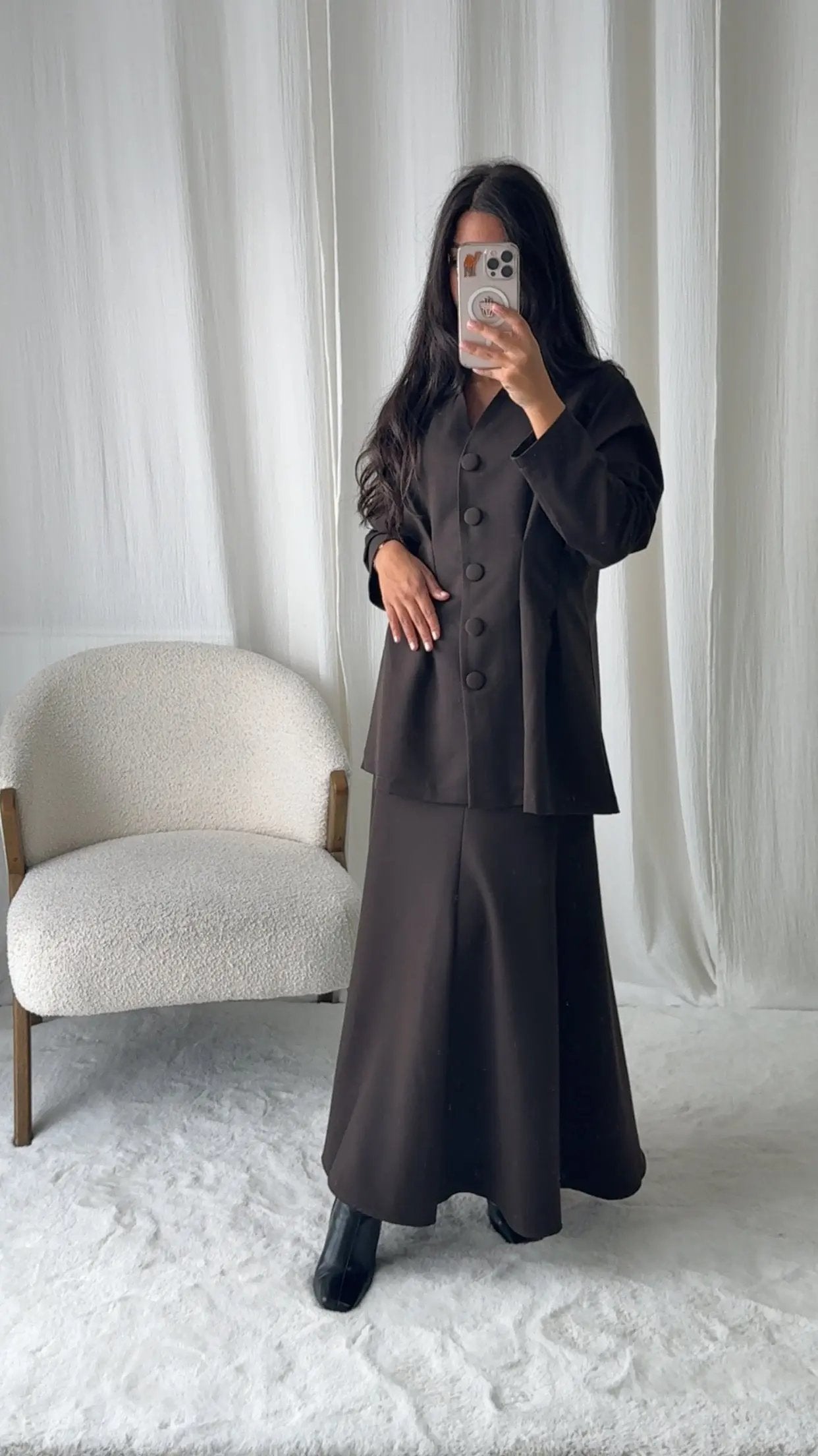 Ensemble Jupe Veste – Chocolat Élégance MissChadou