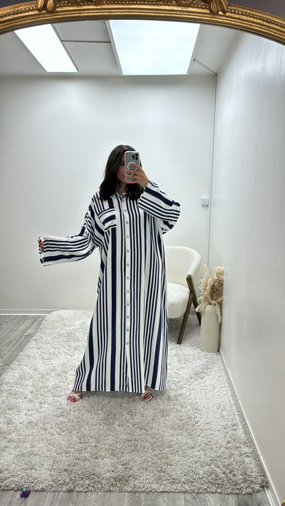 Robe Chemise à Rayures  Marine Hawa