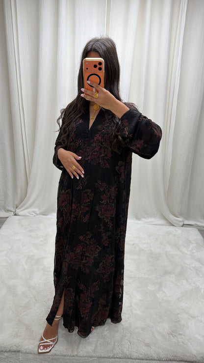 Abaya Medinilla Bordeaux – Jacquard Dévoré