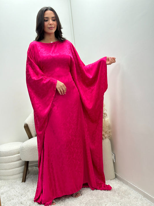 Abaya rose fuchsia à manches chauves-souris racha