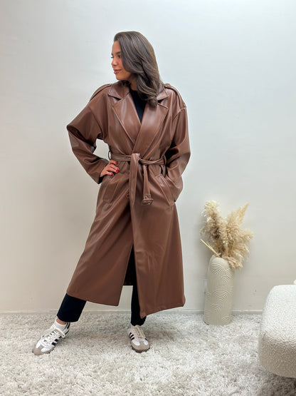 Trench Bella Long Simili Cuir Oversize