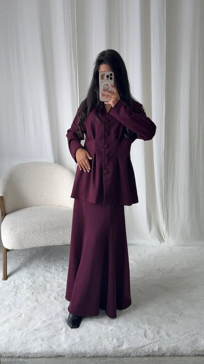 Ensemble Jupe Veste – Bordeaux Élégance MissChadou