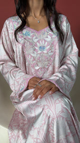 Satin Pink Floral Makhaweer – Italian Silk