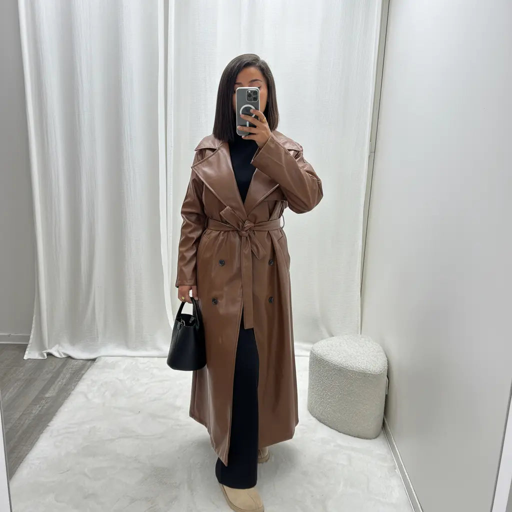 Trench Long Simili Cuir Oversize Selna MissChadou