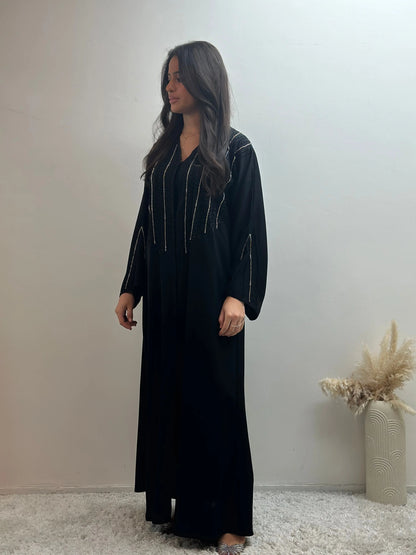 Abaya Dubai à Strass Noire