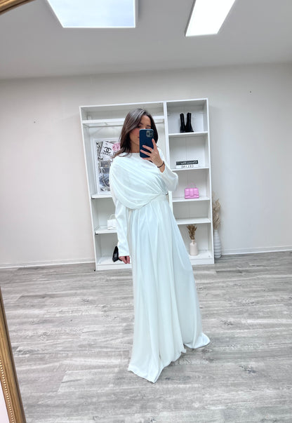 Robe de Soirée Blanche en Satin Inaya