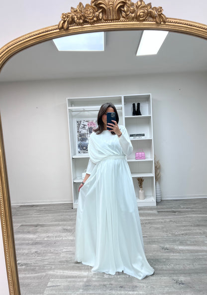 Robe de Soirée Blanche en Satin Inaya