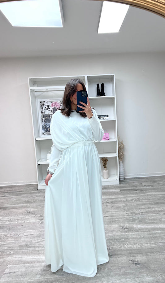 Robe de Soirée Blanche en Satin Inaya