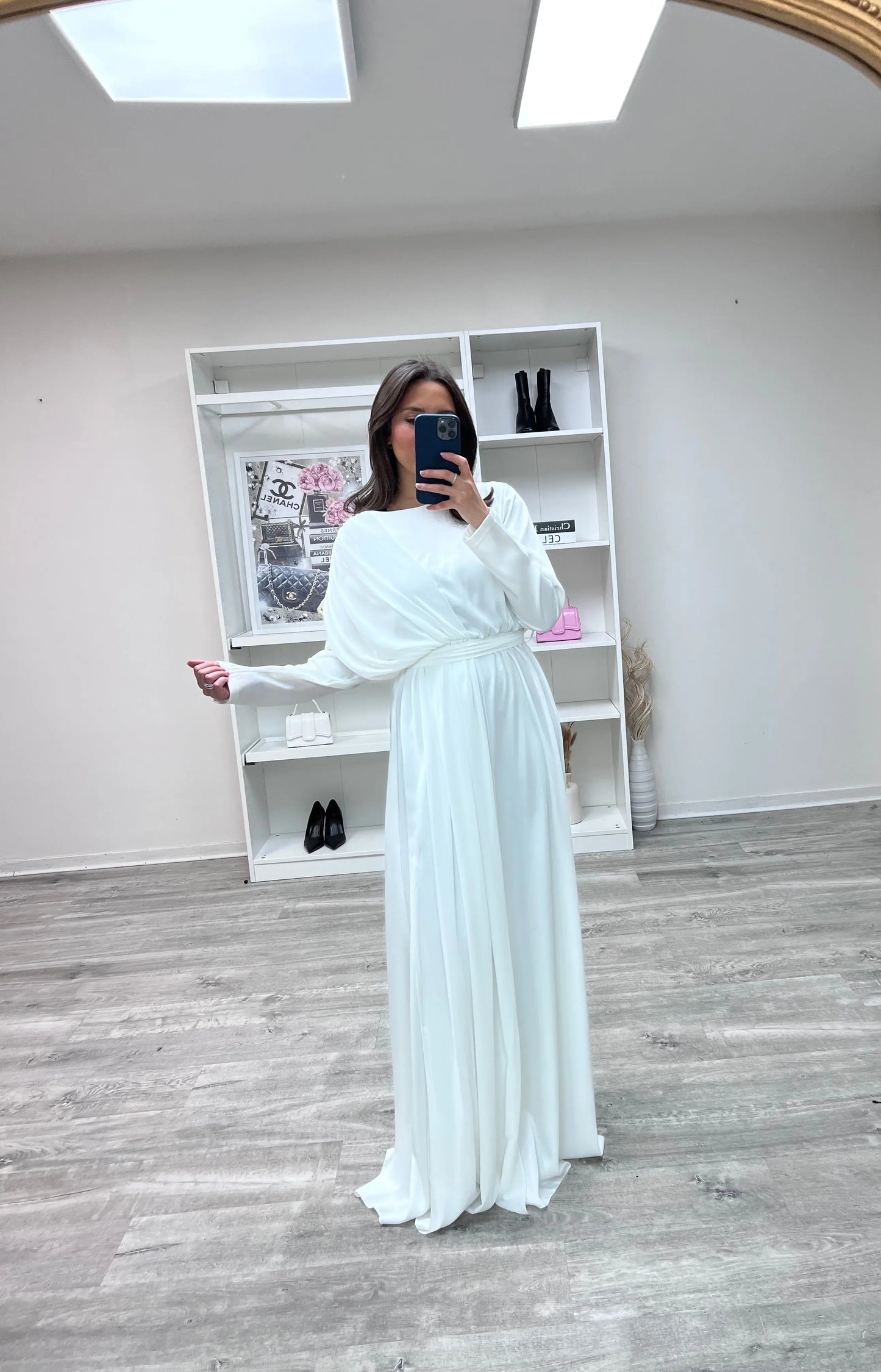 Robe de Soiree Blanche en Satin Inaya MissChadou